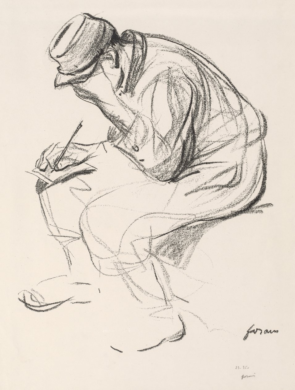 Válečný zajatec, psaní dopisu. od Jean Louis Forain