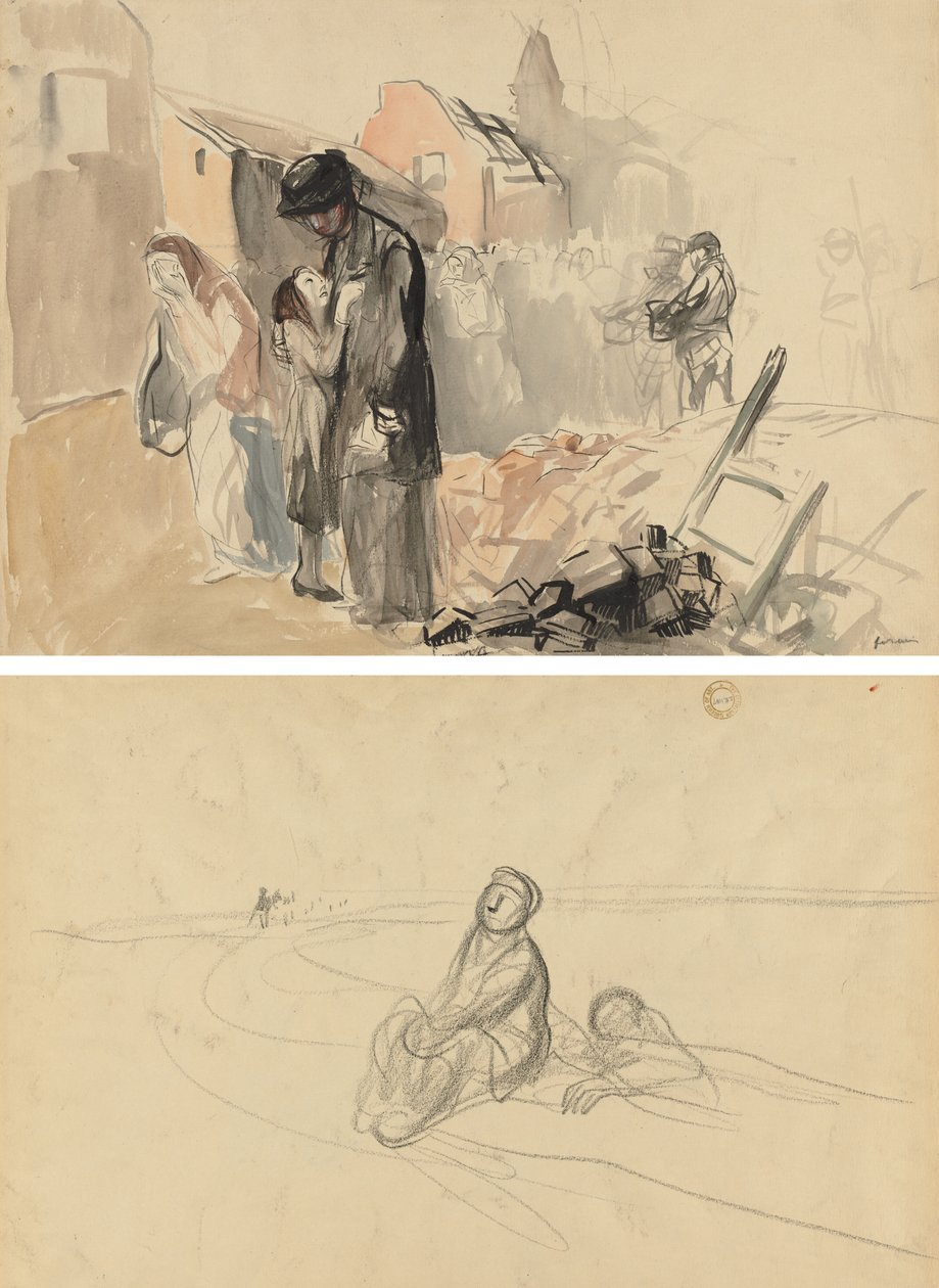 Znovu dobyté území (recto) Dvě postavy na silnici (verze) od Jean Louis Forain