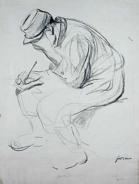 Písmo vojáka (litografie) od Jean Louis Forain