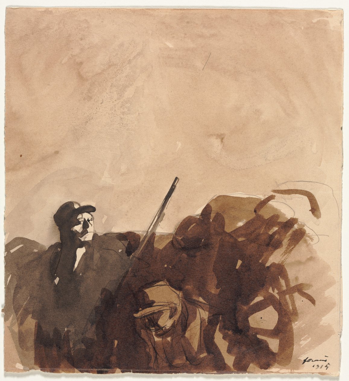 Voják v zákopu recto Ležící žena verso, 1915. od Jean Louis Forain