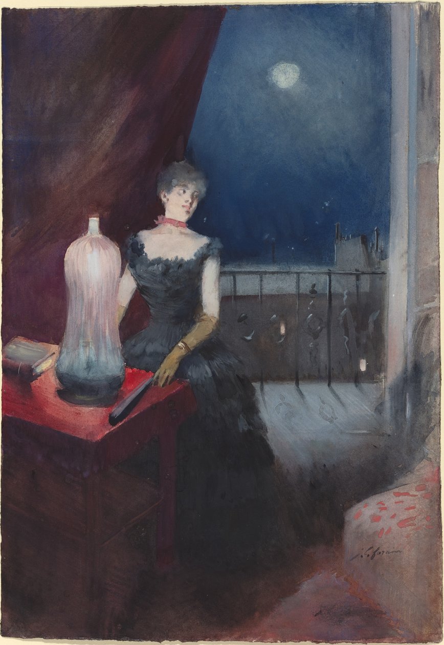 Stojící žena s ventilátorem, pravděpodobně 18801890. od Jean Louis Forain