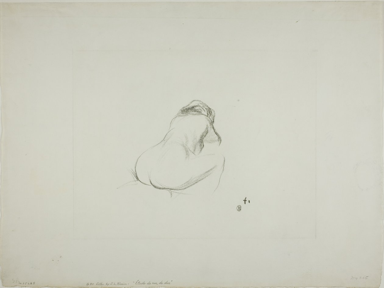 Studie nahé ženy zezadu od Jean Louis Forain