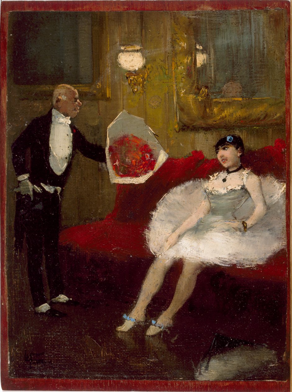 The Admirer, cca 1877-79 (olej na plátně připevněné na dřevě) od Jean Louis Forain