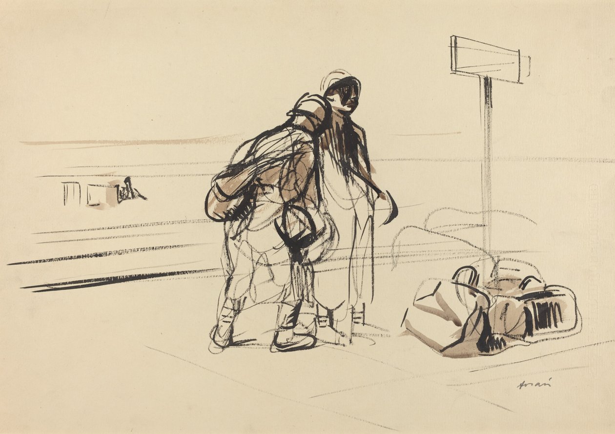 Dva francouzští vojáci poblíž nástěnky, c. 19141919. od Jean Louis Forain