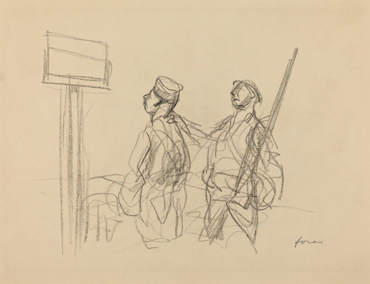 Dva vojáci při pohledu na plakát, pravděpodobně 1918. od Jean Louis Forain