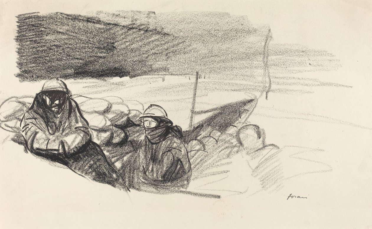 Dva vojáci v zákopu, c. 19141919. od Jean Louis Forain