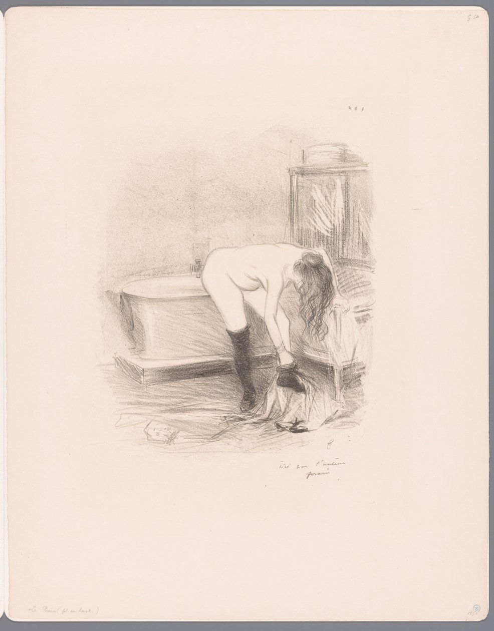Žena se svléká v koupelně Le bain od Jean Louis Forain