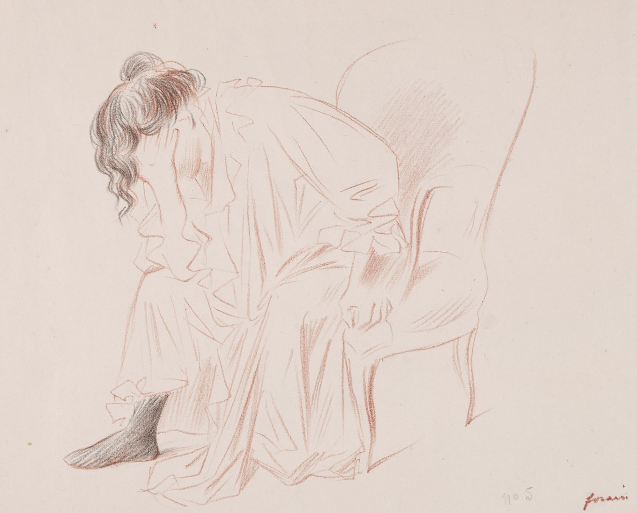 Žena sedí. od Jean Louis Forain
