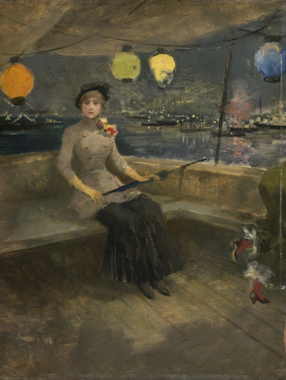Žena na jachtě, kolem roku 1883 od Jean Louis Forain