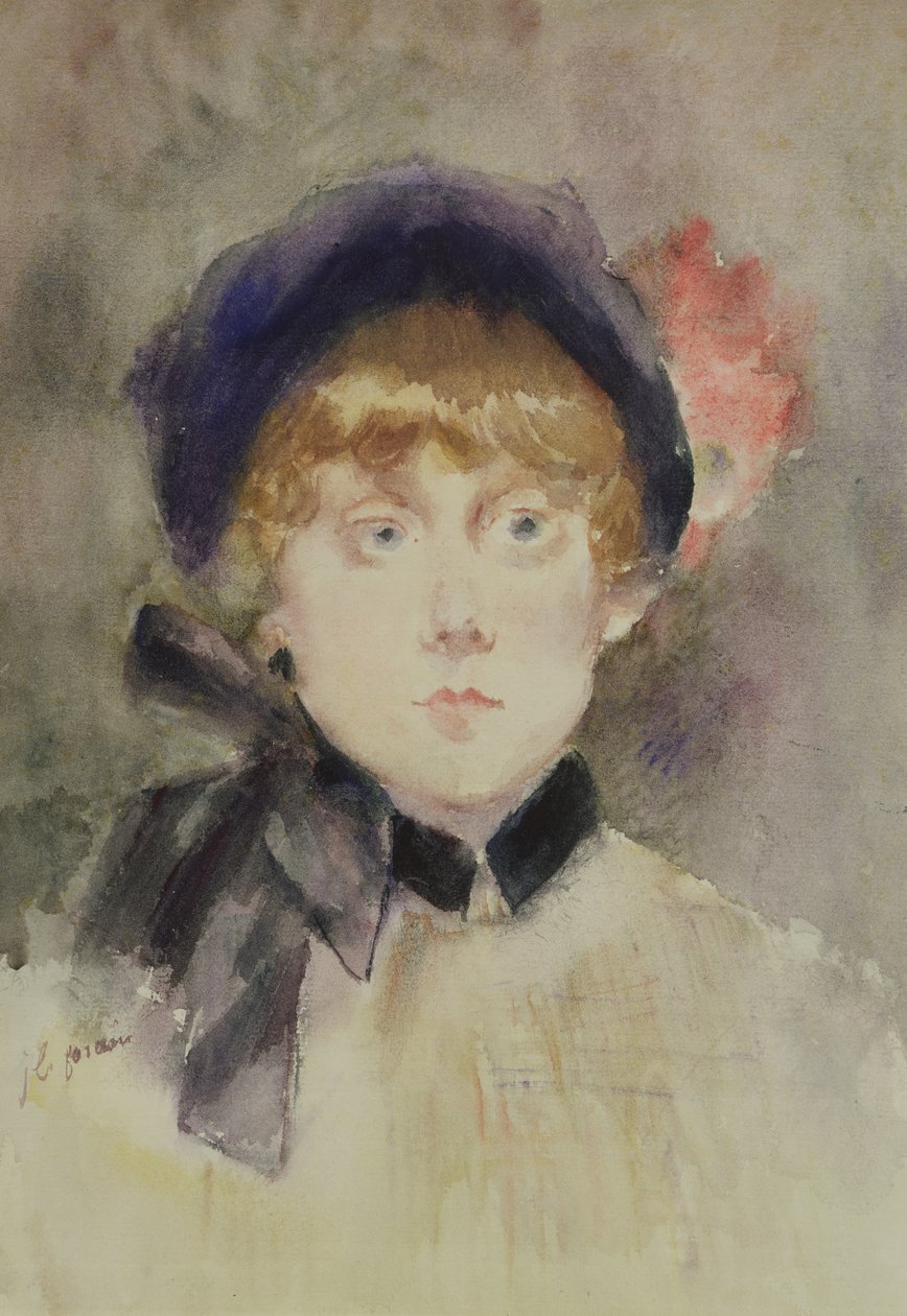Mladá žena v modrém klobouku, 1883 (wc) od Jean Louis Forain