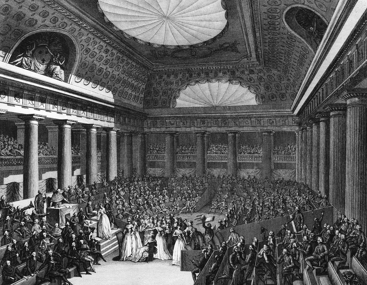 Francouzská revoluce: Dar šperků vyrobených umělkyněmi Národnímu shromáždění 7. září od Jean Louis II (after) Prieur