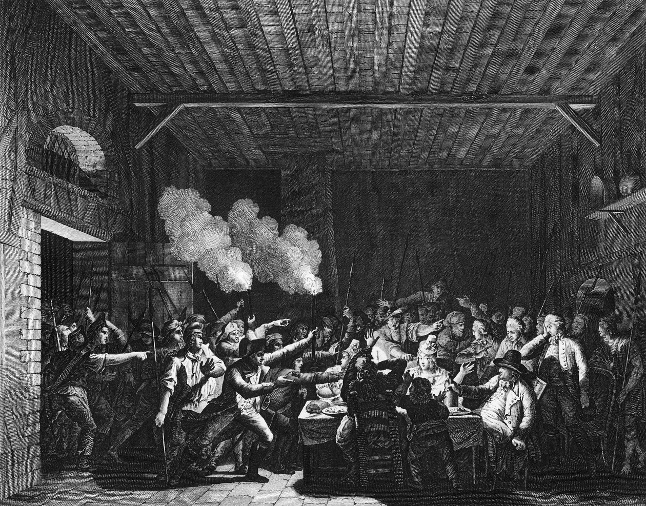 Francouzská revoluce: Patrioti z Varennes vstupují do Grocer Sauce a poznají krále Ludvíka XVI. (1754-1793) za letu od Jean Louis II (after) Prieur
