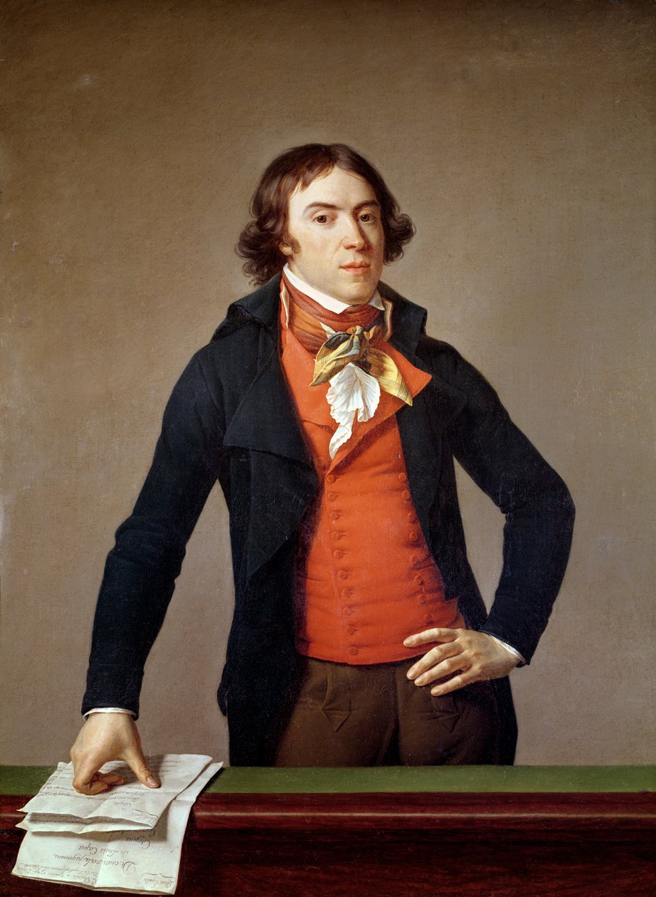 Bertrand Barere de Vieuzac (1755-1841) s rozsudkem Ludvíka XVI. (1754-93) 4. ledna 1793 od Jean Louis Laneuville