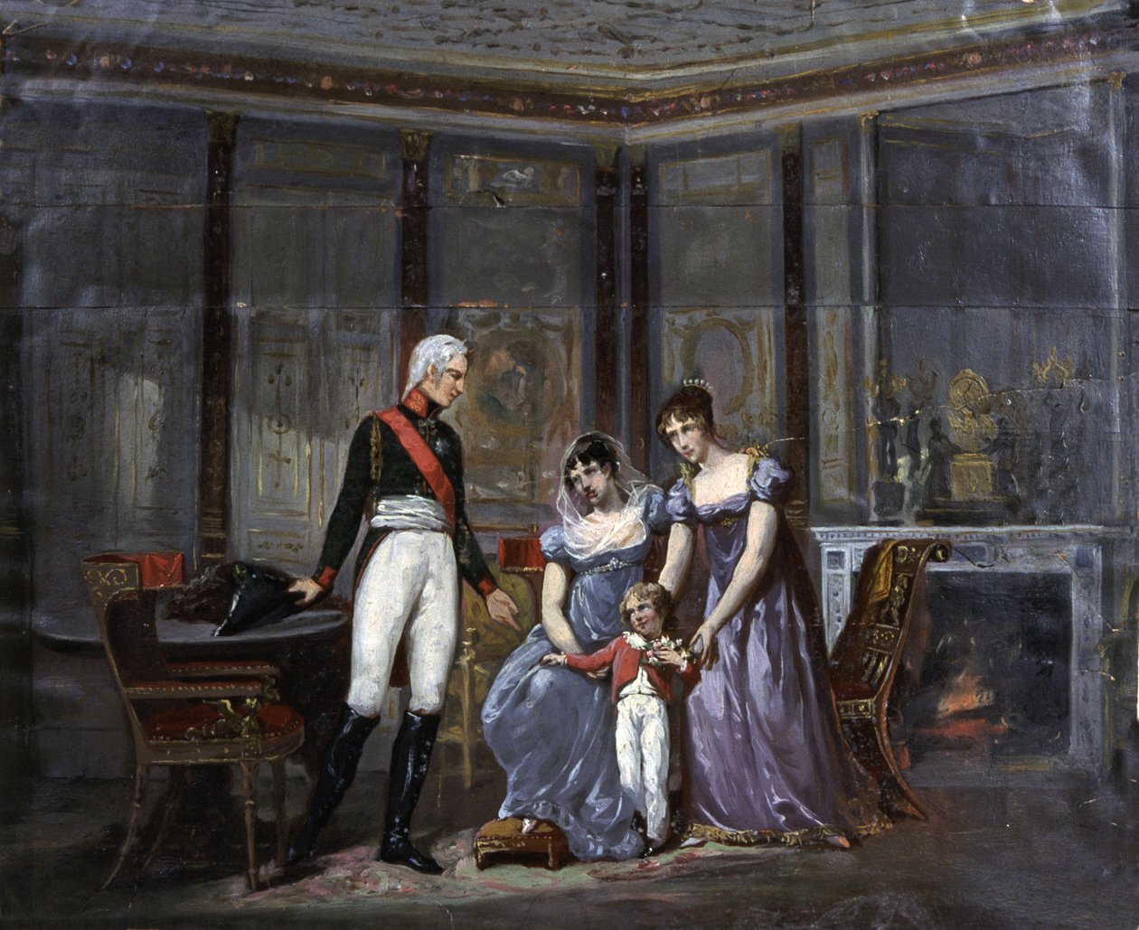 Císařovna Josefína představuje svou dceru Hortense a vnuka Louise-Napoléona caru Alexandrovi, od Jean Louis Victor Viger du Vigneau