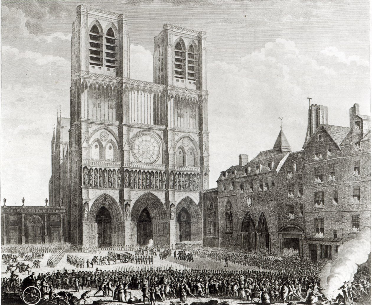 Thomas de Mahy (1744-90) markýz z Favras činí čestnou nápravu před Notre-Dame, vyryl Pierre Gabriel Berthault (1737-1831) 1790 od Jean Louis the Younger Prieur