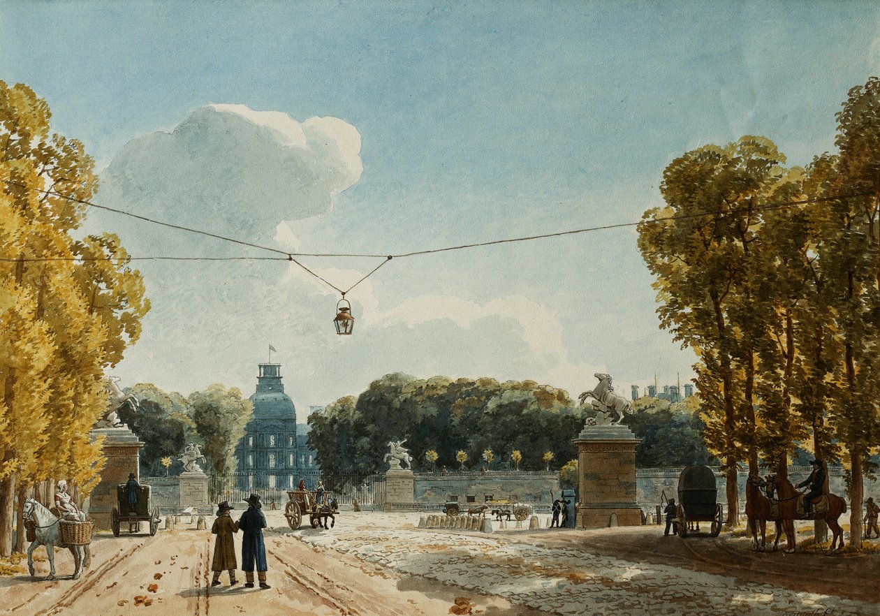 Pohled na Tuileries z Champs-Elysees, od Jean Lubin Vauzelle