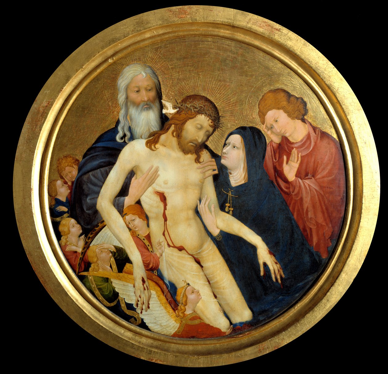 Škoda našeho Pána, řekl ""velká kulatá Pieta"" Obraz připisovaný Jeanu Malouelovi (cca 1370-1415) 1400 Sun. 0,64 m. od Jean Malouel or Maelwael