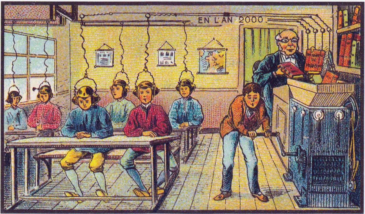 Ve škole. Ze seriálu Vize roku 2000, 1899 od Jean Marc Côté