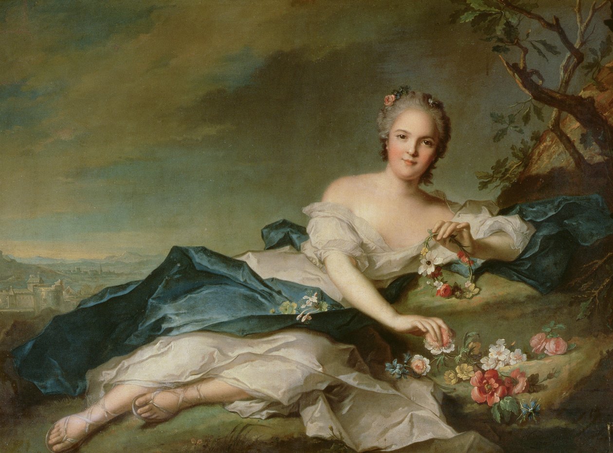 Henrietta Maria z Francie (1606-69) jako Flora, 1742 od Jean Marc Nattier