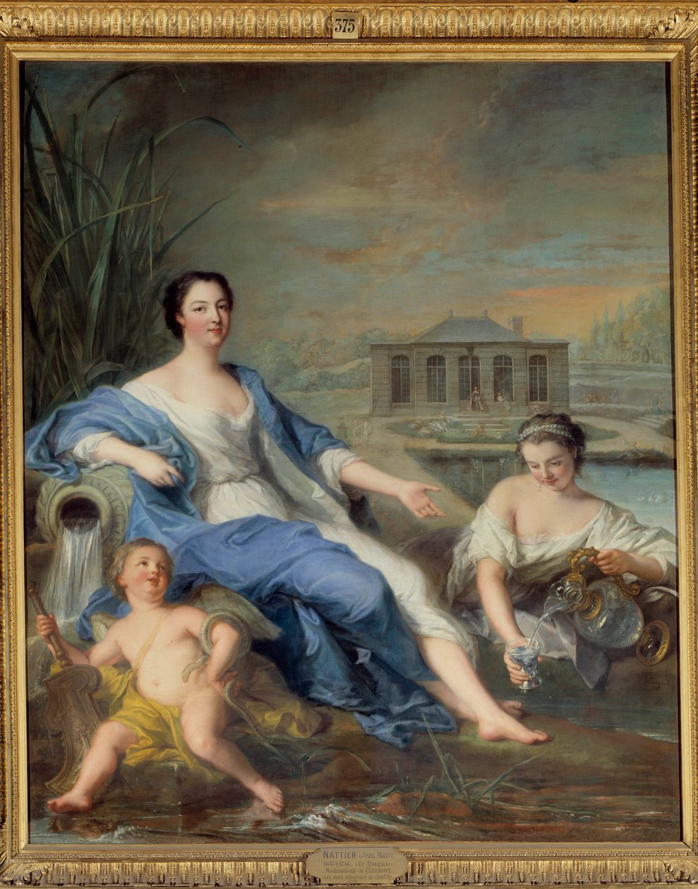 Celovečerní portrét Marie Anne de Bourbon s názvem Mademoiselle de Clermont (1697-1741) s minerálními vodami z Chantilly Painting od Jeana Marca (Jean-Marc) Nattier (1685-1766) od Jean Marc Nattier