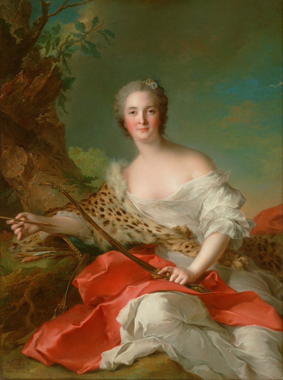 Portrét Constance-Gabrielle-Magdeleine Bonnier de la Mosson jako Diana od Jean Marc Nattier