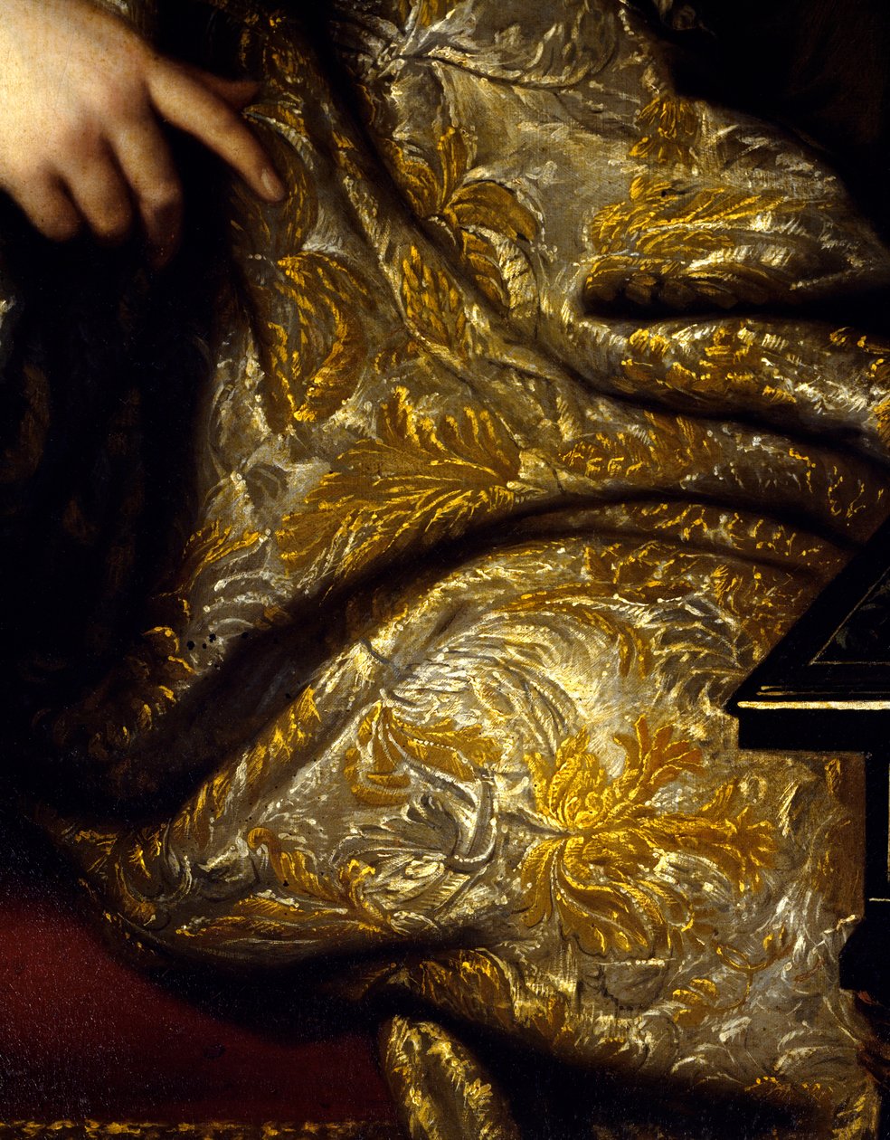 Portrét Jean Baptiste (Jean-Baptiste) Colbert (1651-1690) seigneur Marquis de Seignelay, ministr námořnictva, syn Colberta Detail závěsů. Obraz Marca Nattiera (1642-1705) od Jean Marc Nattier