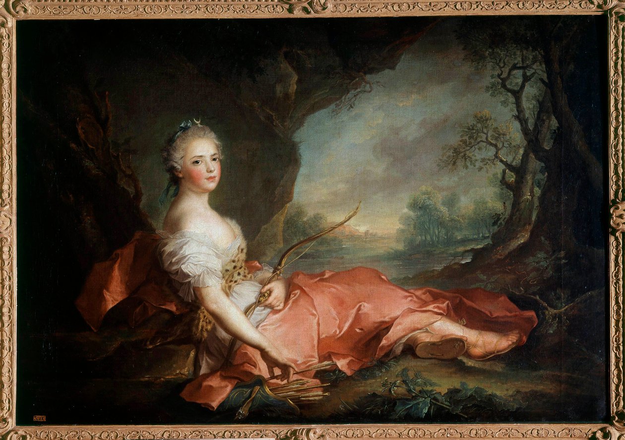 Portrét madame Adelaide z Francie (1732-1799) v Diane, dcera Ludvíka XV. Obraz Jean Marc (Jean-Marc) Nattier (1685-1766) 18. století Slunce 1,04x1,41 m od Jean Marc Nattier
