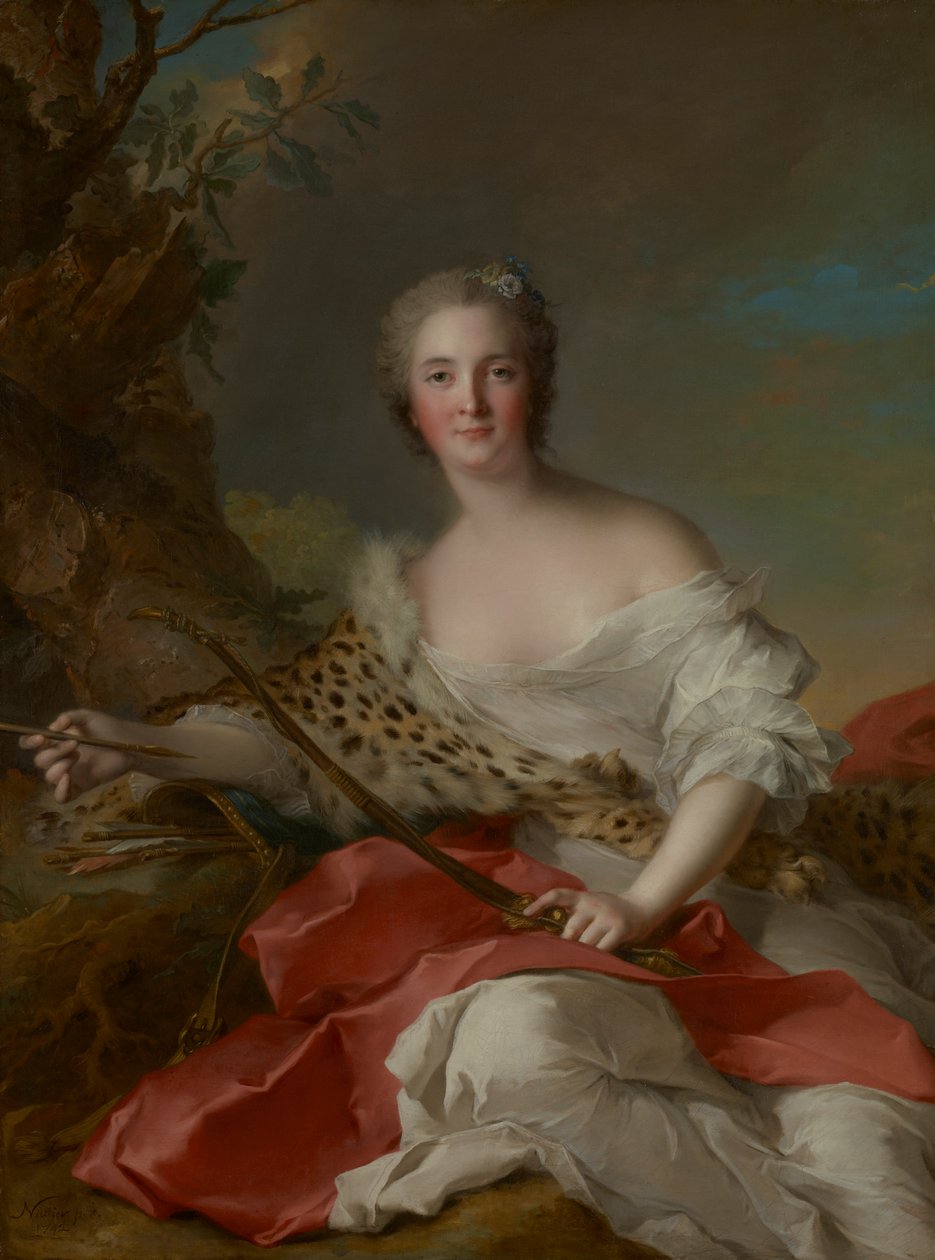 Portrét paní Bonnier de la Mosson jako Diana (Constance-Gabrielle-Magdeleine du Monciel de Lauraille) od Jean Marc Nattier