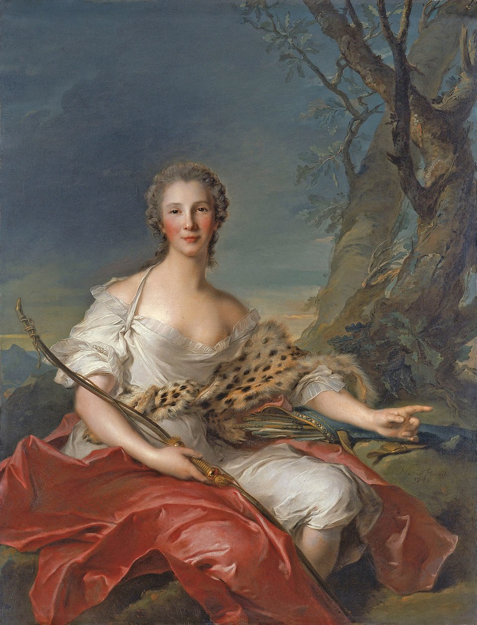 Portrét madam Bouretové jako Diany od Jean Marc Nattier