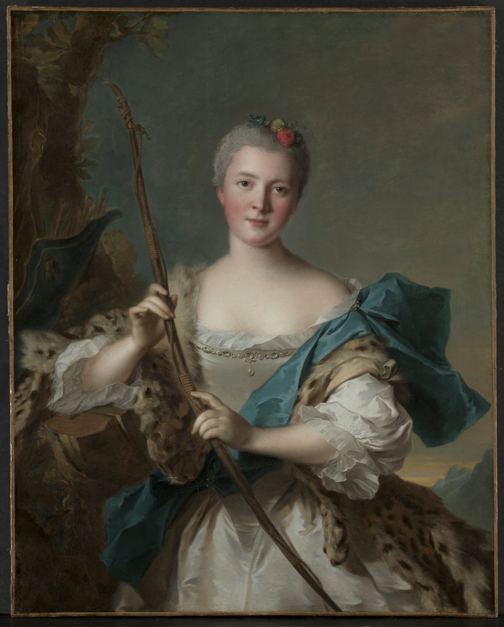 Portrét ženy jako Diana od Jean Marc Nattier