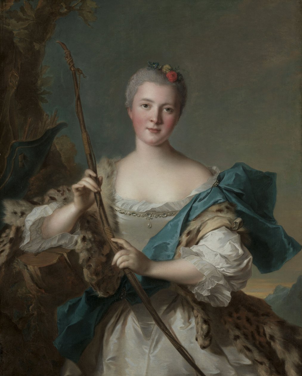 Portrét ženy jako Diana, 1752 od Jean Marc Nattier