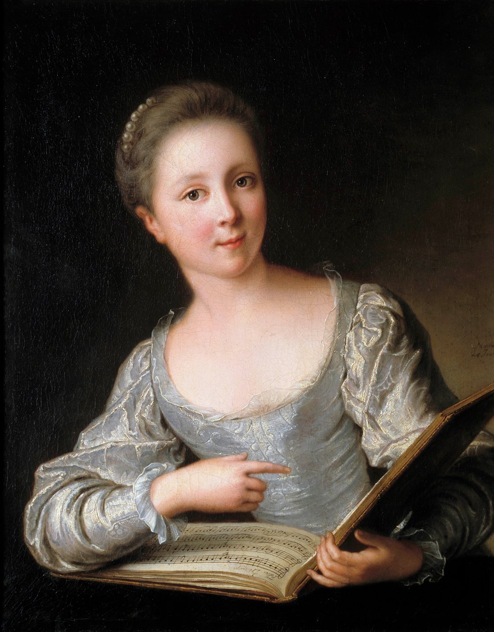 Portrét mladé ženy Mladá žena čte noty - Obraz Jean Marc (Jean-Marc) Nattier (1685-1766) 1719 Rozměr 0,74 x 0,60 m od Jean Marc Nattier
