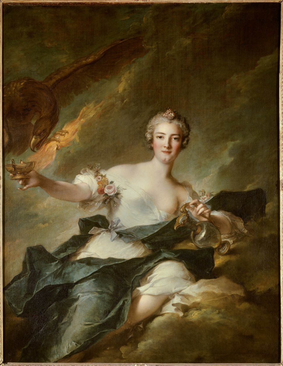 Portrét vévodkyně z Chaulnes, zastoupená v Hebe, bohyně Rozumu (Anne Josephe Bonnier de la Masson (1718-1787), manželka vévody z Chaulnes) Je znázorněna orlem symbolizujícím boha Jupitera - Obraz Jeana Marca ( Jean-Marc) Nattie od Jean Marc Nattier