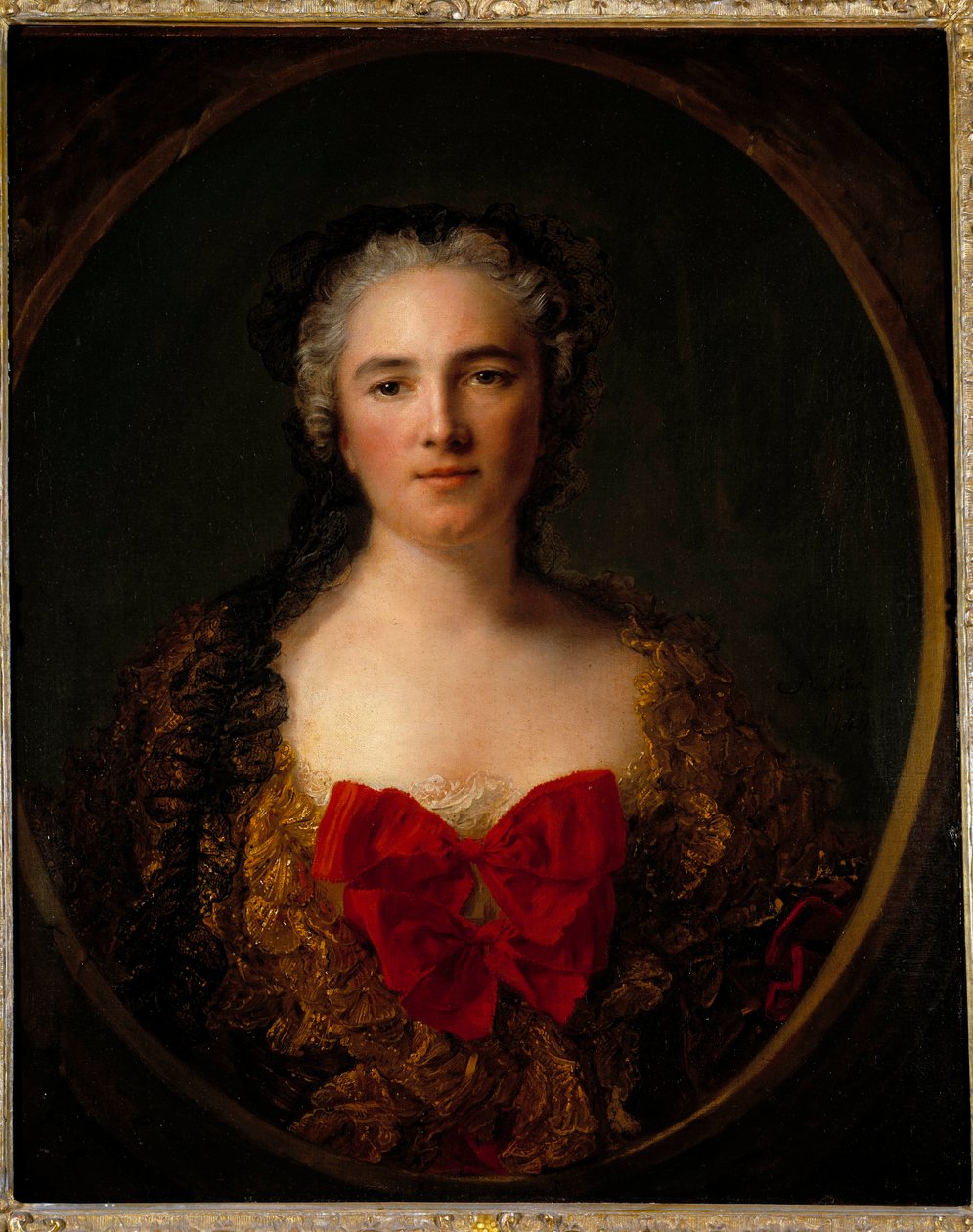 Portrét markýzy Louise Elisabeth De Dreux Breze Nosí šaty zdobené červeným uzlem - Obraz Jean Marc (Jean-Marc) Nattier (1685-1766) 1749 Rozměr 0,73x0,59 m Douai musee de la Chartreuse od Jean Marc Nattier