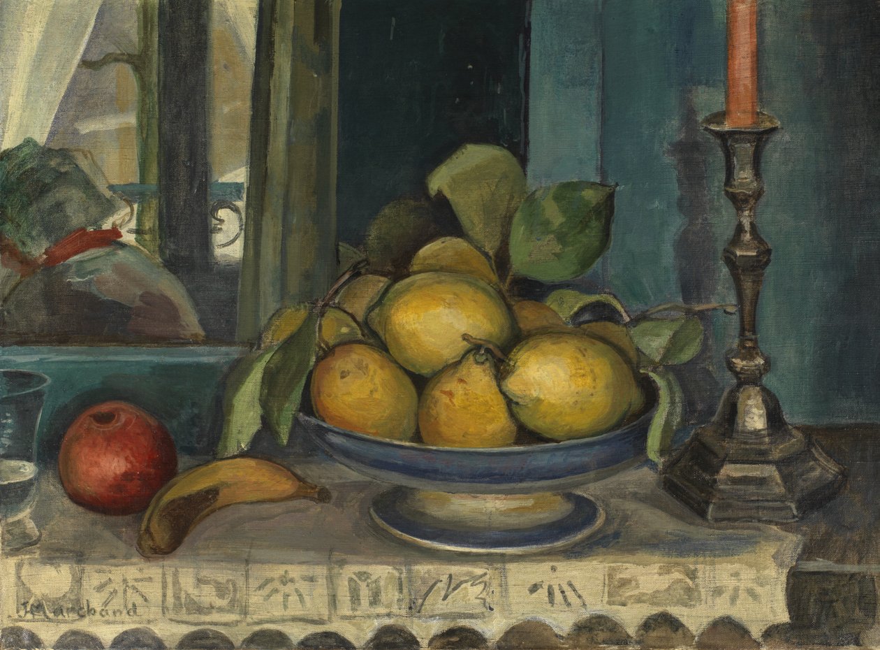 Zátiší s ovocem a svícnem, kolem roku 1920 (olej na plátně) od Jean Marchand