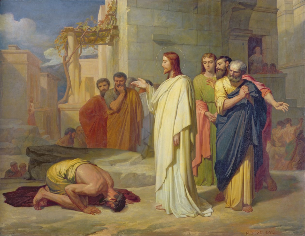 Ježíš uzdravuje malomocného, 1864 od Jean Marie Melchior Doze