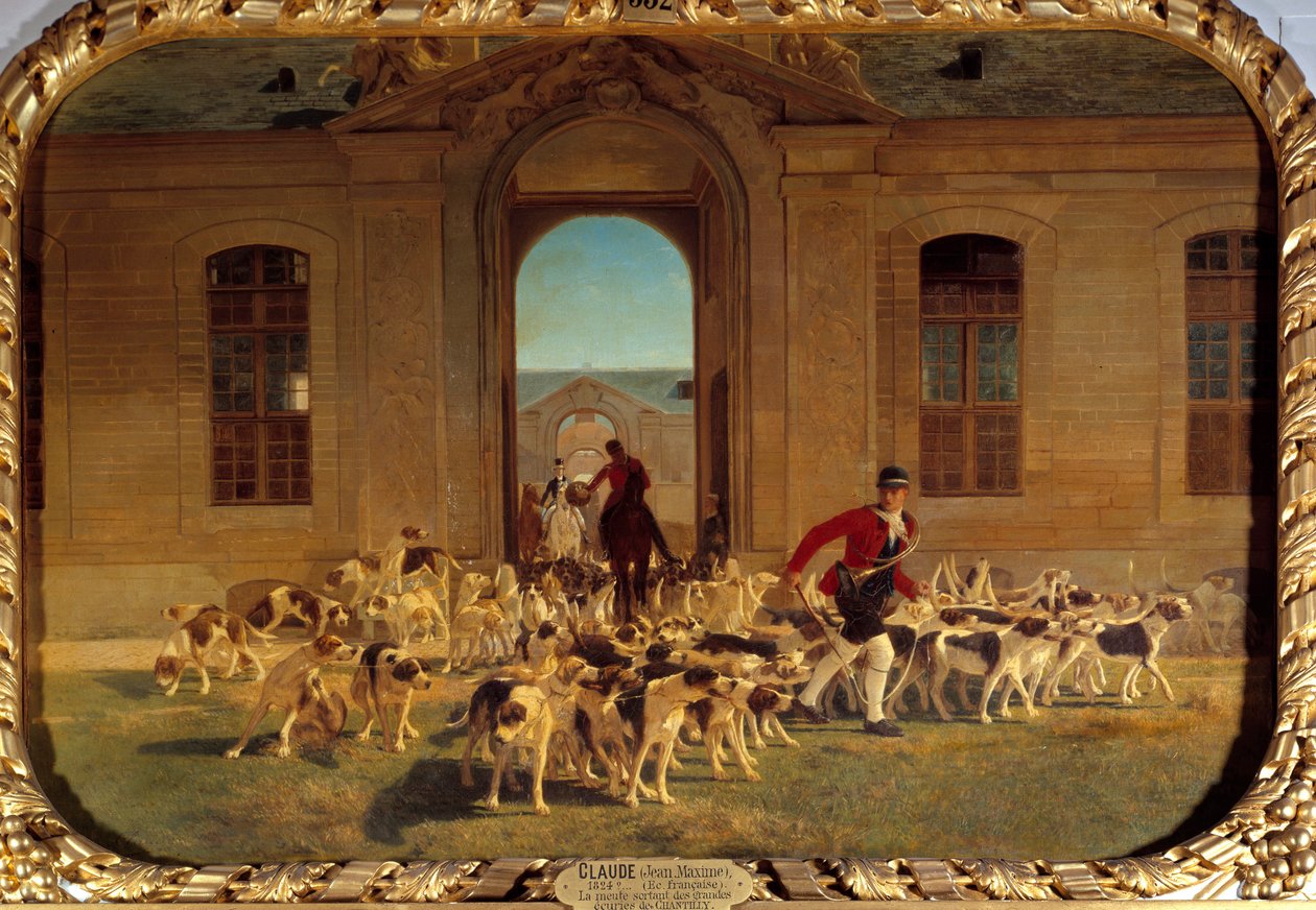 Smečka opouštějící velké stáje Chantilly Painting od Jean Maxime Claude (1824-1904) 1865 Ne. 0,66x0,91 m Chantilly, Musee Conde od Jean Maxime Claude