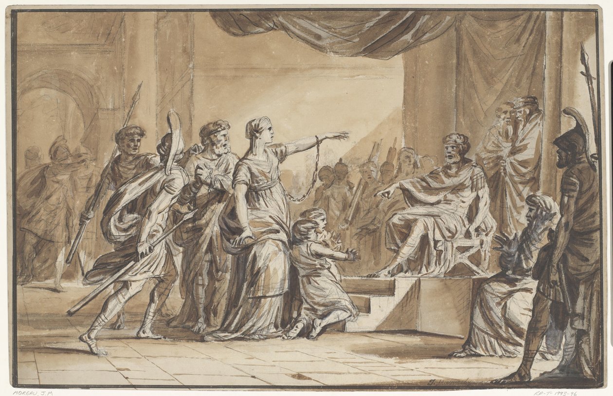 Sabinus a Epponina odsouzeni Vespasianem od Jean Michel Moreau
