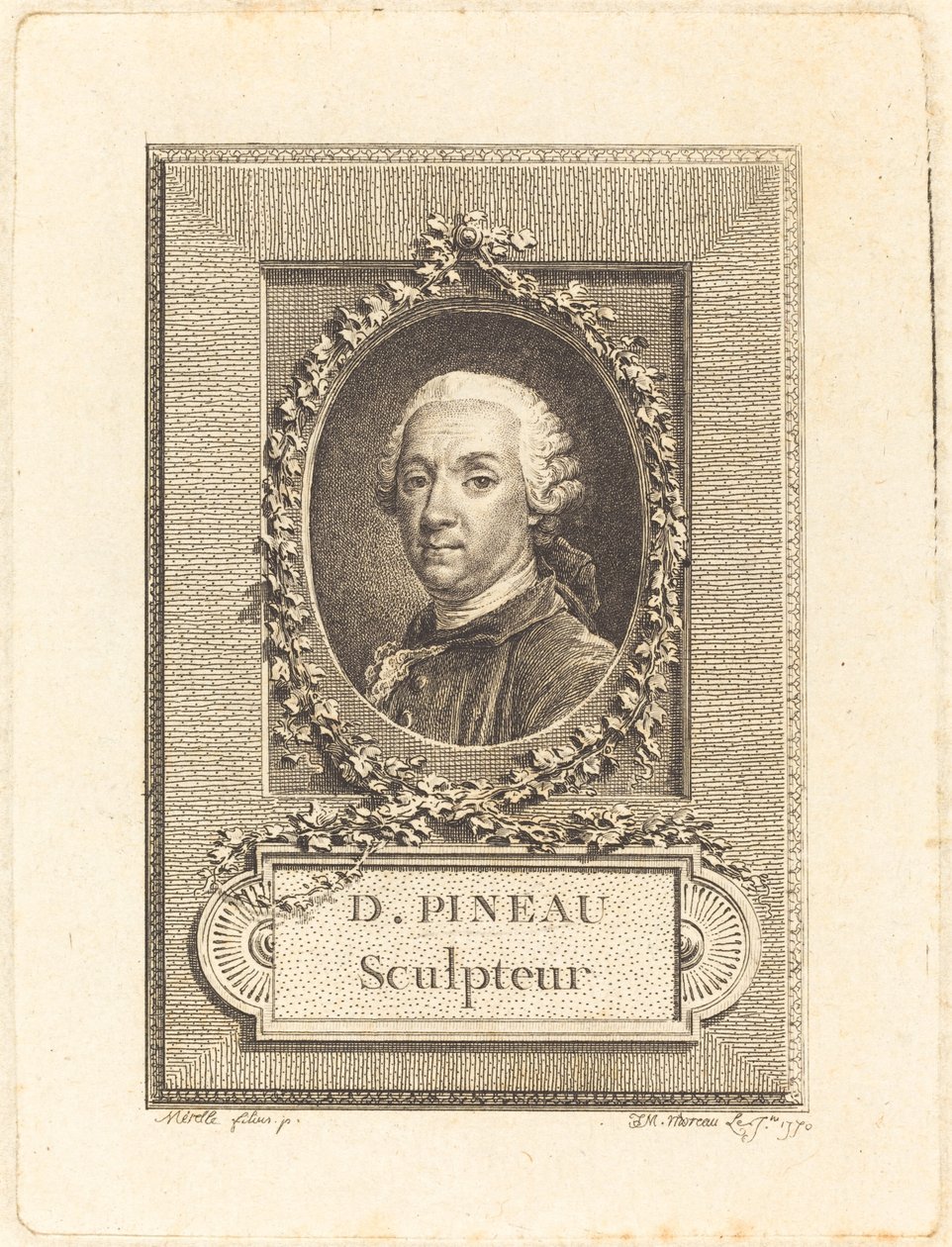 D. Pineau, sochař od Jean Michel Moreau after Pierre Paul Merelle