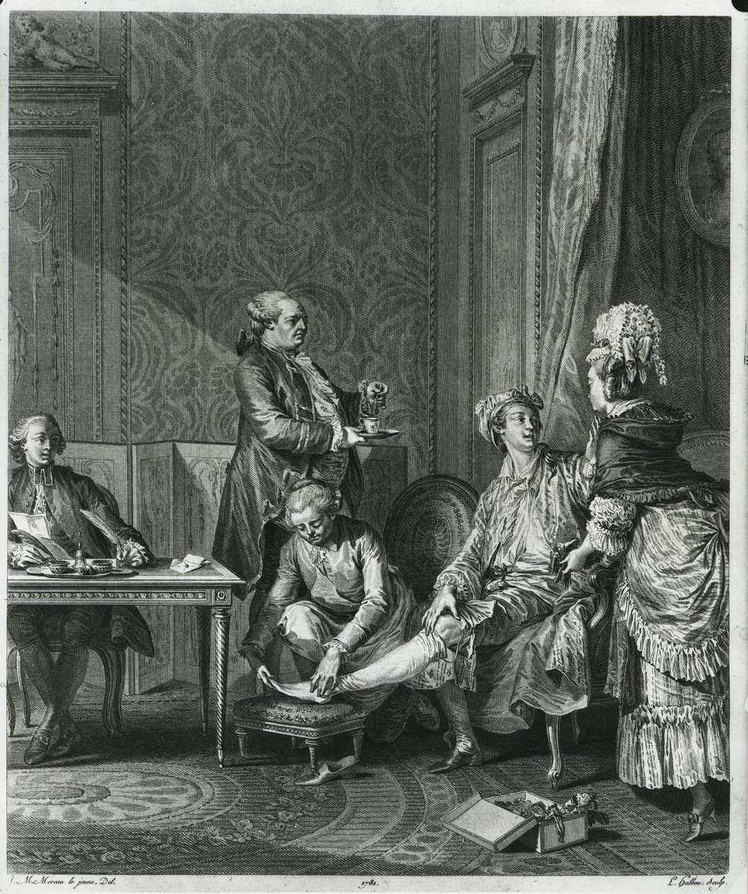 Levee, rytina Louis Michel Halbou (1730-1809) 1781 od Jean Michel the Younger Moreau