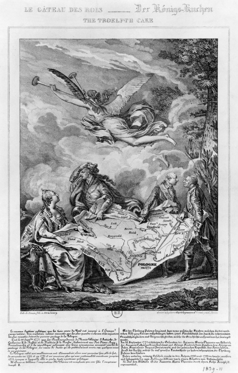 Dort Troelfth, první rozdělení Polska 26. září 1772, vyryl Noel Le Mire (1724-1800) (litho) (černobílá fotografie) od Jean Michel the Younger Moreau