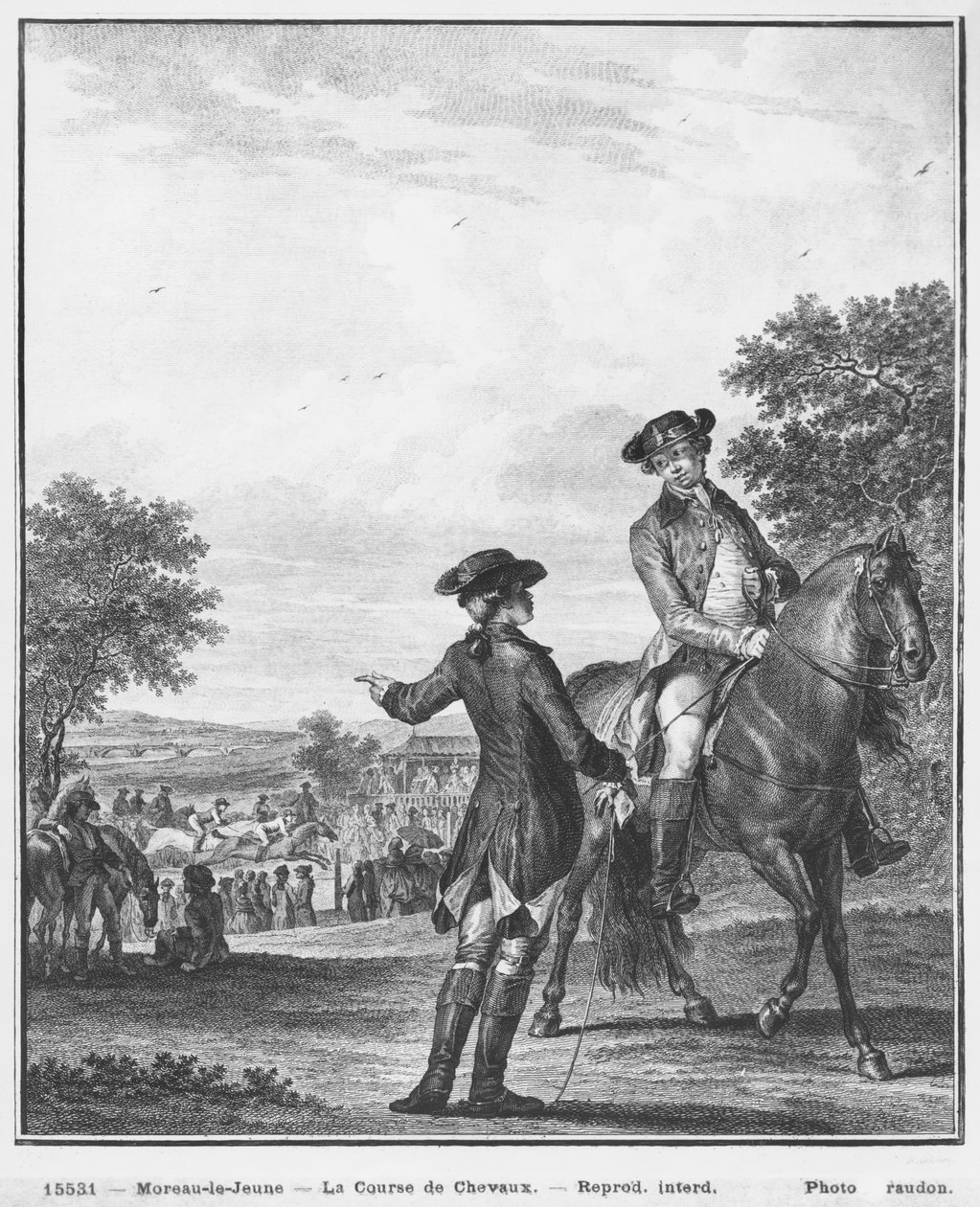 Dostih, vyrytý Heinrichem Guttenbergem (1749-1818) kolem roku 1777 od Jean Michel the Younger Moreau