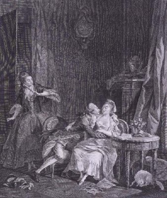 The Surprise (rytina) od Jean Michel the Younger (after) Moreau