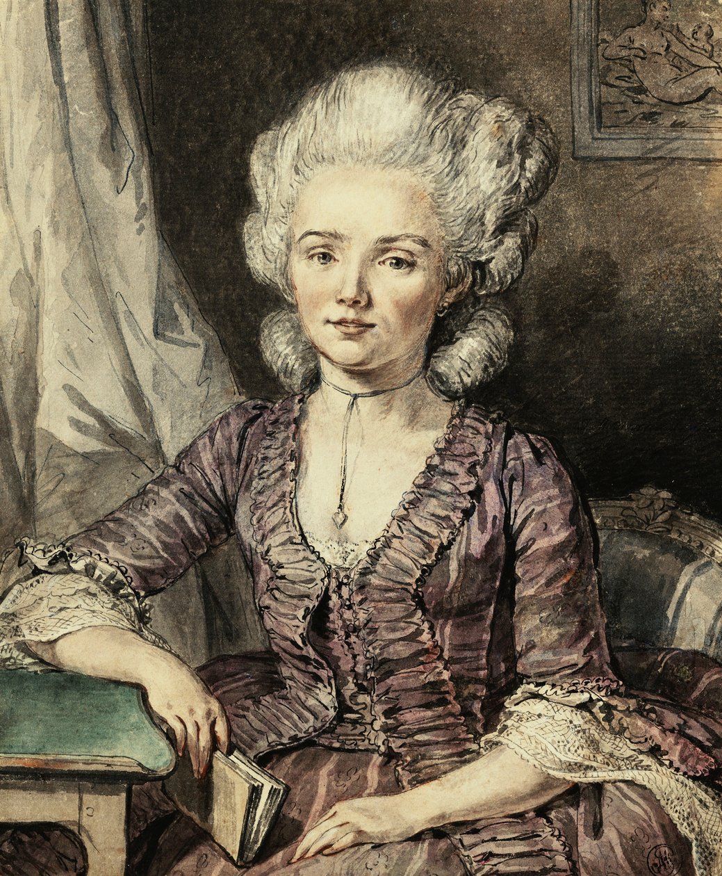 Mladá dáma sedící u stolu s knihou, 1785 od Jean Michel the Younger Moreau