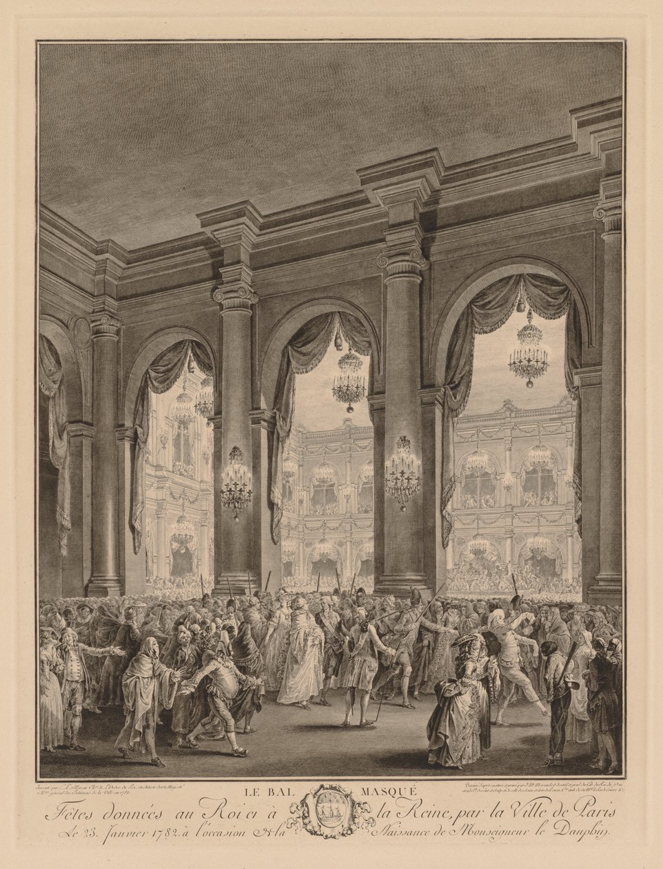 Ples v maskách pořádaný v Hôtel de Ville, 23. ledna 1782. od Jean Michel the Younger Moreau