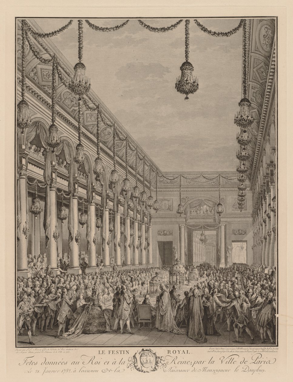 Královská hostina v Hôtel de Ville, 21. ledna 1782. od Jean Michel the Younger Moreau