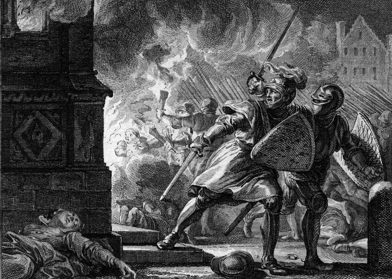 Ludvík VII. Mladý neboli zbožný (1120-1180) nechal zapálit kostel Vitry (šampaňské), kde se jeho obyvatelé uchýlili od Jean Michel the Younger Moreau