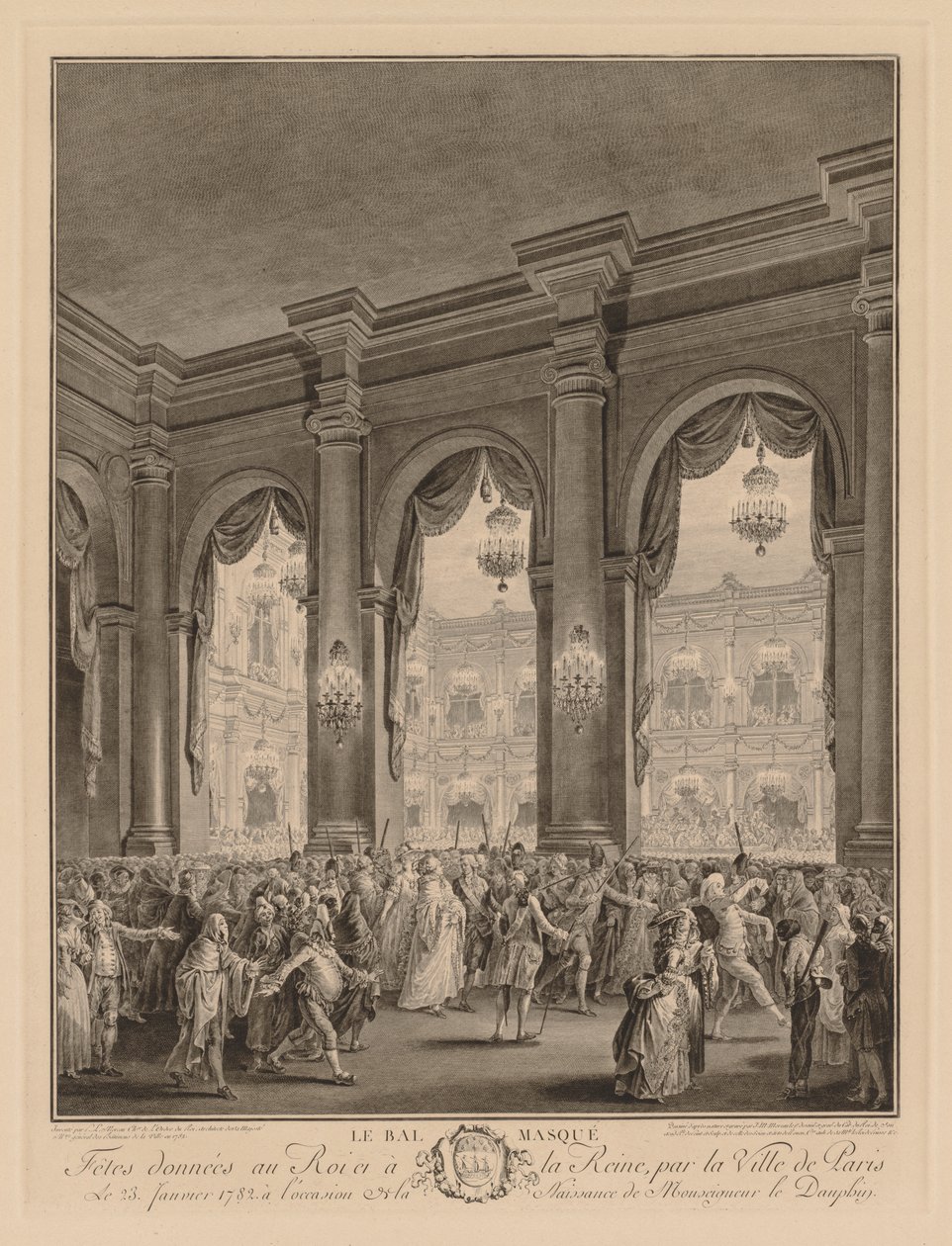 Maskovaný ples v Hôtel de Ville, 23. ledna 1782 od Jean Michel the Younger Moreau
