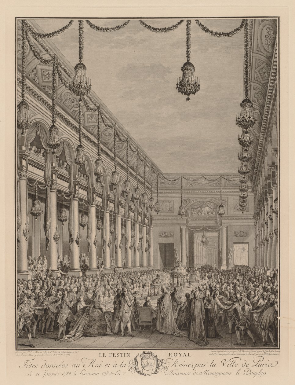 Královská hostina v Hôtel de Ville, 21. ledna 1782 od Jean Michel the Younger Moreau