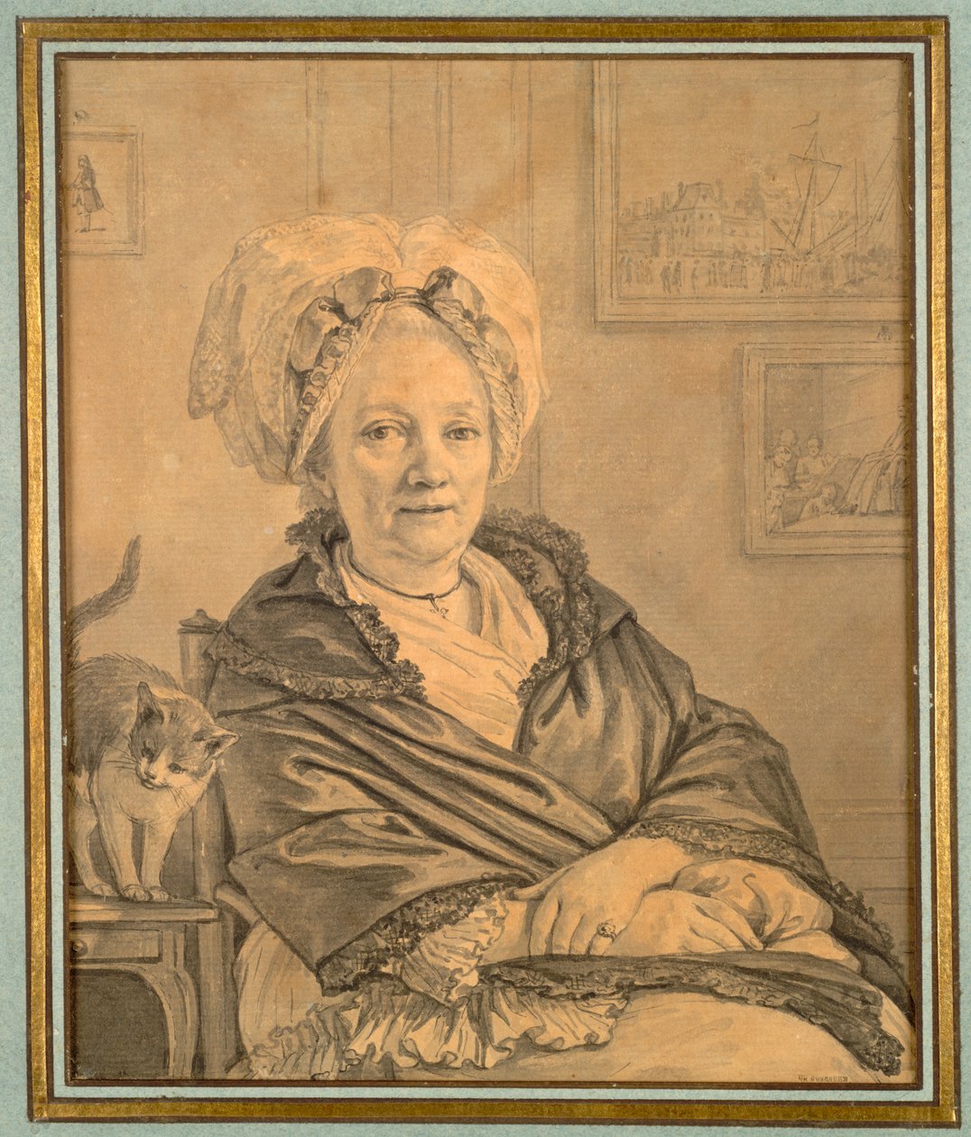 Sedící žena s kočkou, c. 1776. od Jean Michel the Younger Moreau